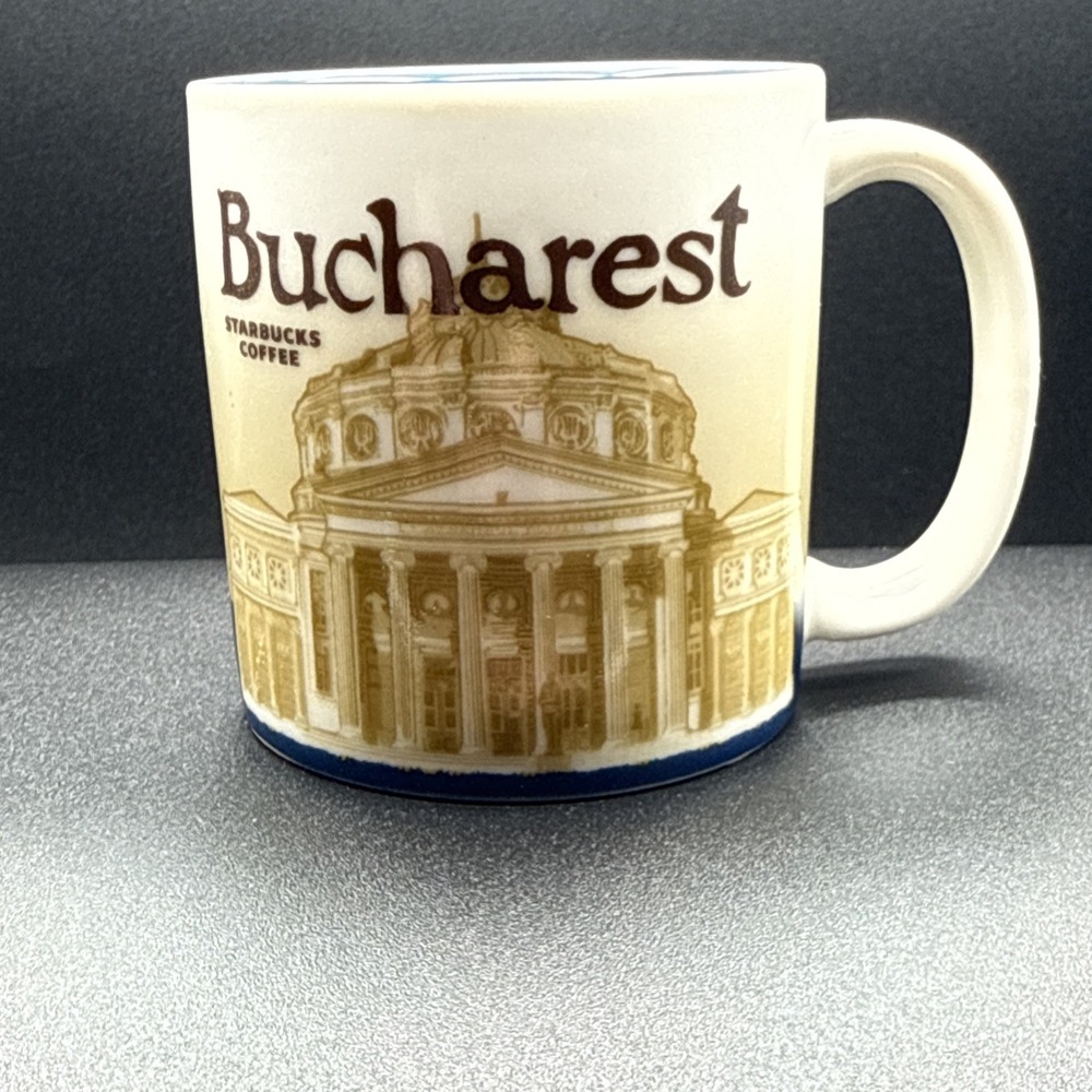 Starbucks Bucharest Collector Series City Mug White/Blue/Beige 3fl oz 2012